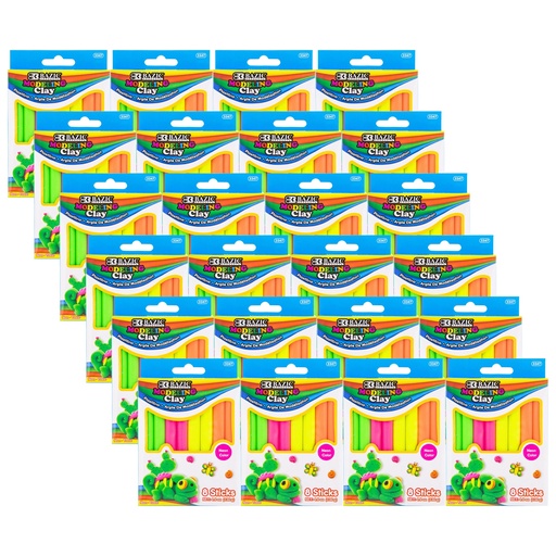 [3347-24 BAZ] Modeling Clay Sticks in  4 Fluorescent Colors 24 Packs