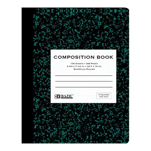 [5052 BAZ] Marble 5-1" Quad-Ruled Premium Composition Book 100 Sheets