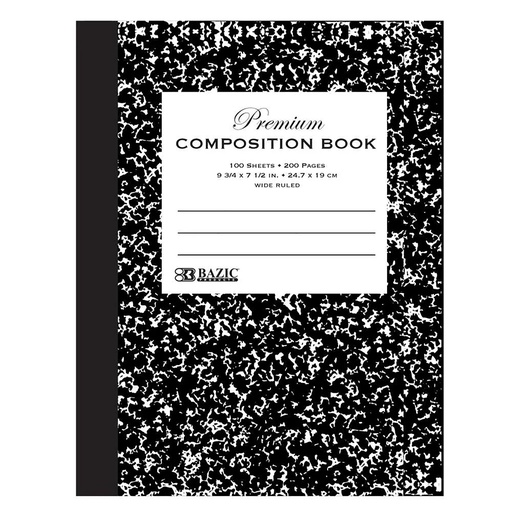 [5090 BAZ] Black Marble Premium Wide Ruled Composition Book 100 Sheets
