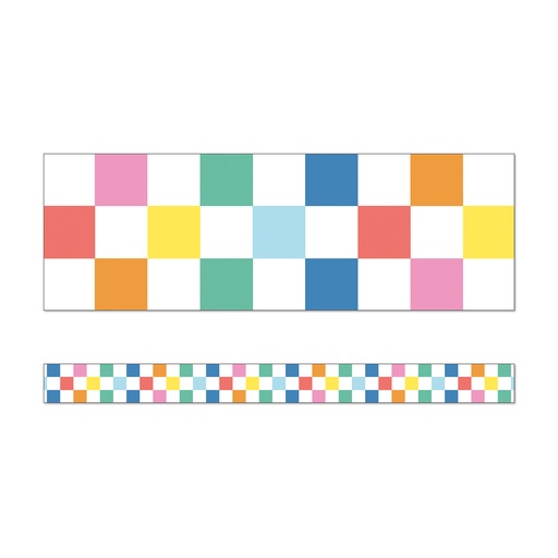 [108521 CD] We Stick Together Checkered Rainbow Straight Bulletin Board Borders