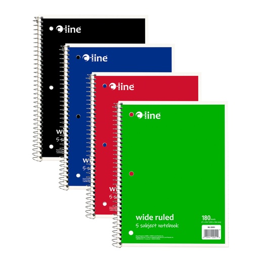 [22051 CL] Assorted Wide Ruled 5-Subject Notebook 180 Sheets