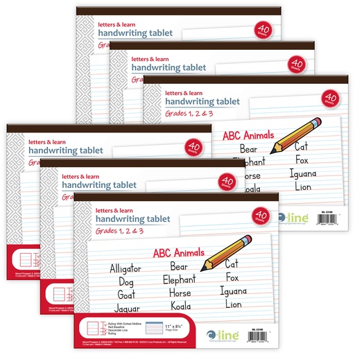 [23100-6 CL] Letters & Learn 11" x 8-1/2" Handwriting Tablet 40 Sheets Pack of 6