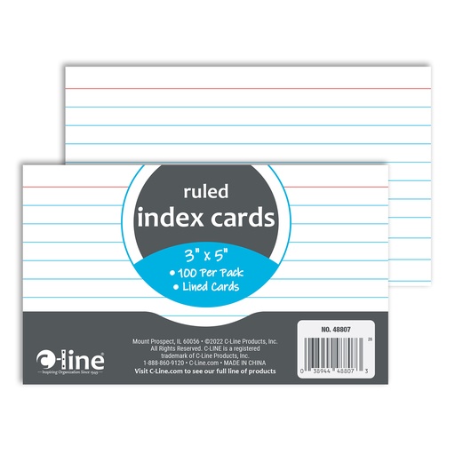 [48807 CL] White 3" x 5" Index Cards Pack of 100