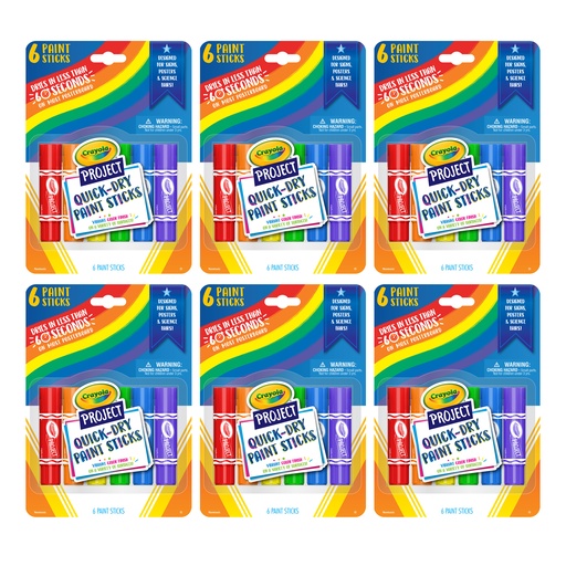 [541070-6 BIN] 6 Color Project™ Quick-Dry Paint Sticks 6 Packs