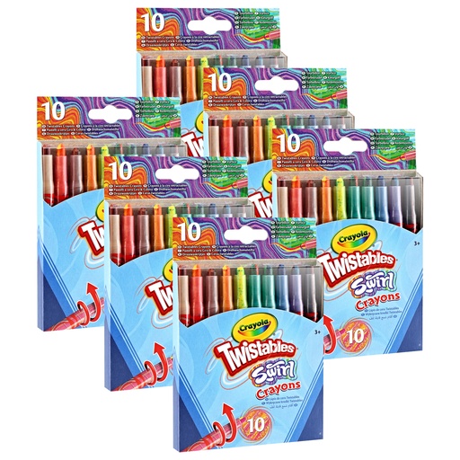 [523440-6 BIN] 10 Color SWIRL Mini Twistable Crayons 6 Packs