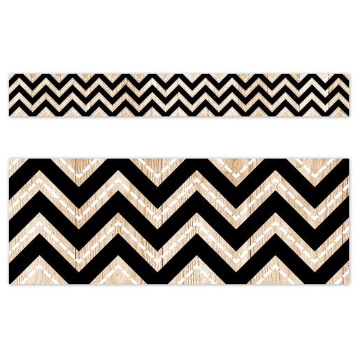 [10979 CTP] Core Decor Black and Wood Chevron EZ Border 48 Feet