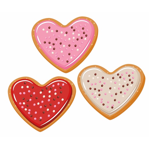 [841583 EU] Heart Cookies Paper Cut-Outs Pack of 36