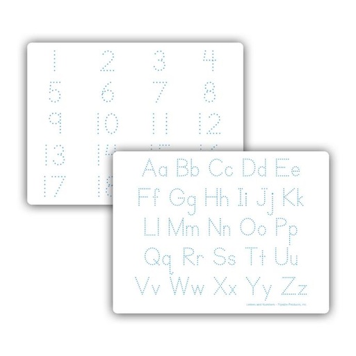 [20124 FLP] Two-Sided 9" x 12" Letters & Numbers Dry Erase Learning Mat Pack of 24