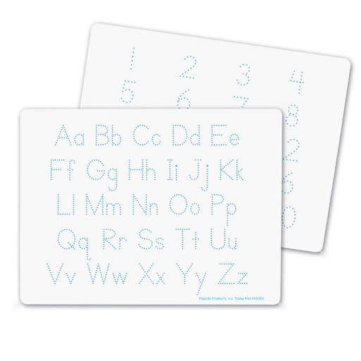 [20224 FLP] Two-Sided 9" x 12" Letters & Numbers Dry Erase Learning Mat Pack of 48