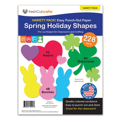 [1278 FCC] Spring Holiday Shapes Punch Out Paper Cutouts 228 Pieces