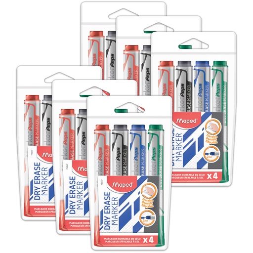 [735047-6 MAP] Marker'Peps Bullet Tip Dry Erase Jumbo Markers 24 count