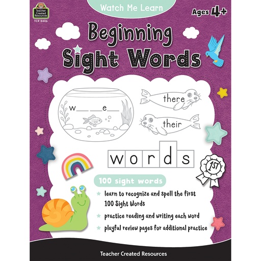 [8406 TCR] Watch Me Learn: Beginning Sight Words 1-100