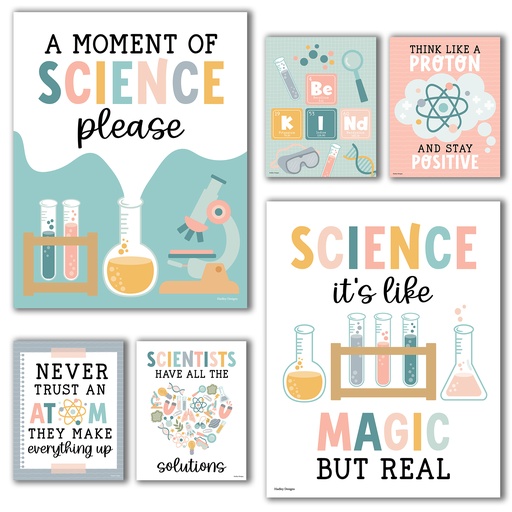 [1029 HDD] Boho Science Bulletin Board Classroom Decor Posters, Set of 6