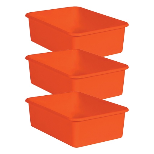 [20412-3 TCR] Orange Large Plastic Storage Bin, Pack of 3