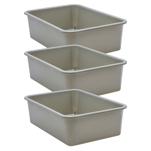 [20413-3 TCR] Gray Large Plastic Storage Bin, Pack of 3