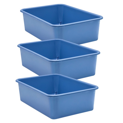 [20415-3 TCR] Slate Blue Large Plastic Storage Bin, Pack of 3