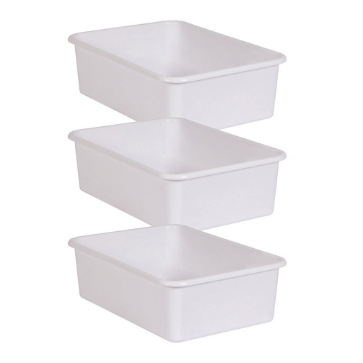 [20417-3 TCR] White Large Plastic Storage Bin, Pack of 3