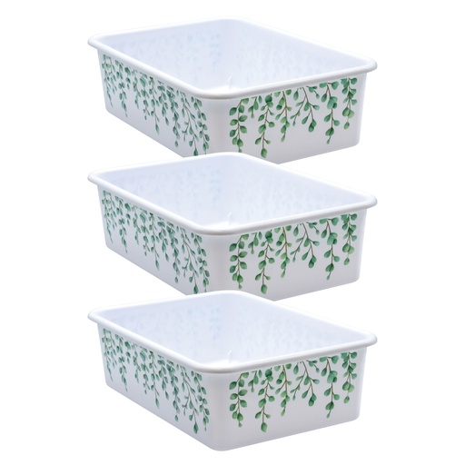 [20421-3 TCR] Eucalyptus Large Plastic Storage Bin, Pack of 3