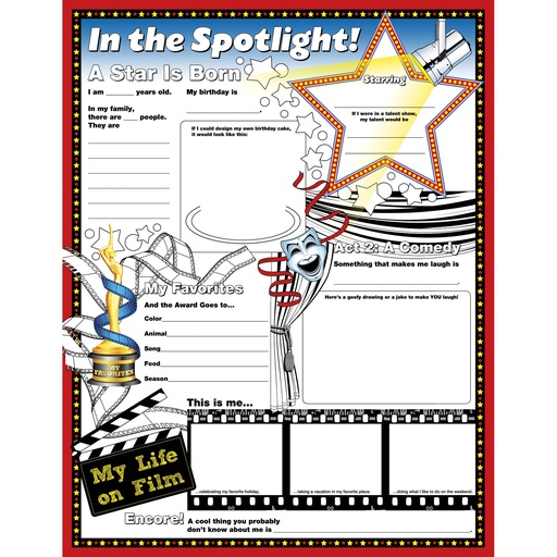 [3091 NS] Fill Me In: In The Spotlight Activity Posters, 17" x 22", Pack of 32