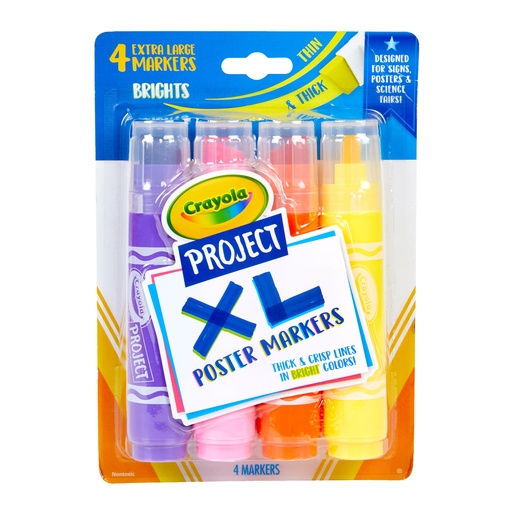 [588358 BIN] Project XL Poster Markers, Bold & Bright, 4 Count