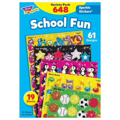 [63904 T] School Fun Sparkle Stickers® Variety Pack, 648 ct