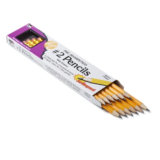 [65512 CLI] Pre-Sharpened #2 Pencil with Eraser, Yellow, Pack of 12