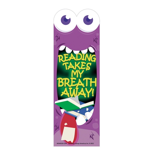 [834052 EU] Reading Takes My Breath Away Monster Breath Scented Bookmarks, Pack of 24