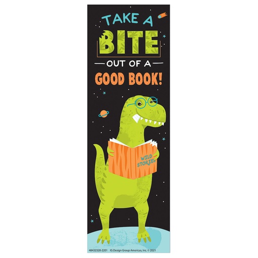 [843232 EU] Dinosaur Take A Bite Out Of A Good Book Bookmarks, Pack of 36