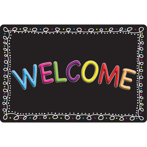 [91513 ASH] Smart Poly™, The Original Fun Mat™, Welcome Mat, 15.5" x 23.5", Chalk Loops, Welcome