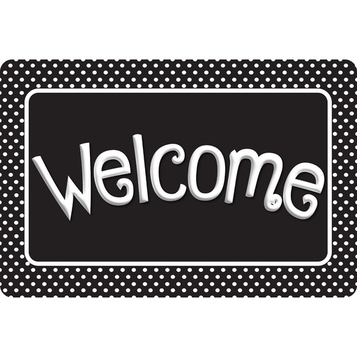 [91517 ASH] Smart Poly™, The Original Fun Mat™, Welcome Mat, 15.5" x 23.5", Black and White Polka Dots, Welcome