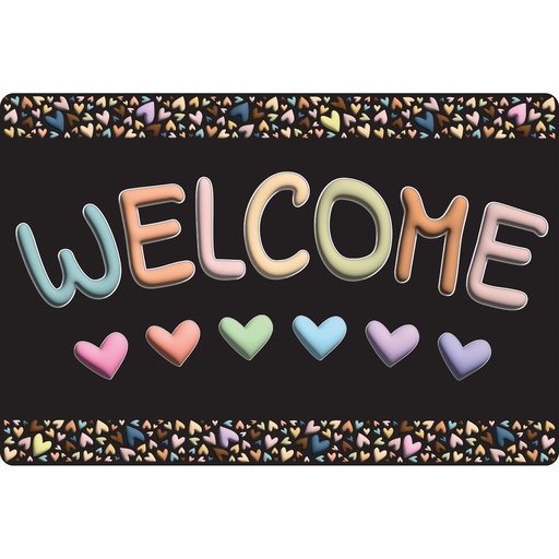 [91518 ASH] Smart Poly™, The Original Fun Mat™, Welcome Mat, 15.5" x 23.5", Pastel Hearts, Welcome