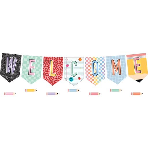 [9301 TCR] Cool for School Pennants Welcome Bulletin Board