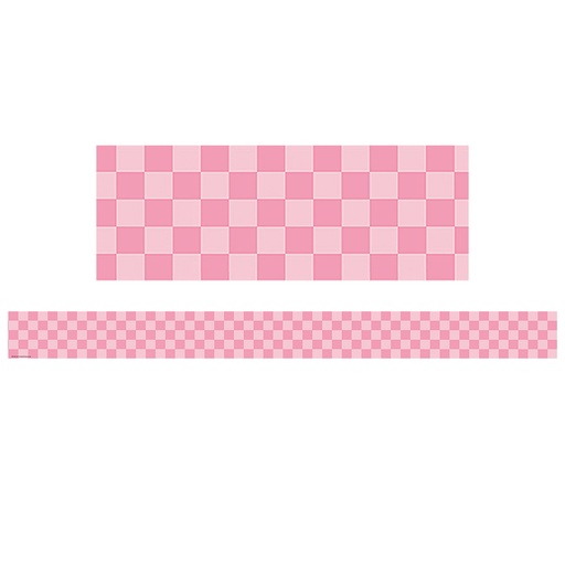 [9332 TCR] Cool for School Pink Checkers Straight Border Trim