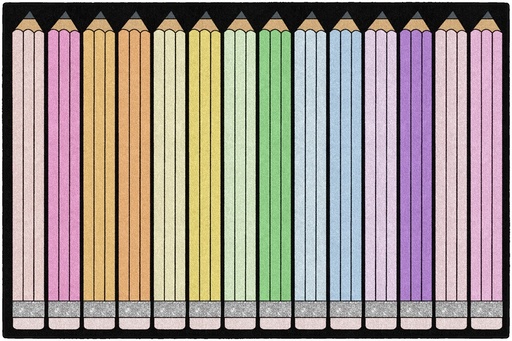 SchoolGirl Style  Pencils on Black Rectangle Area Rug