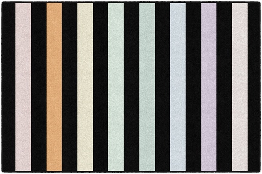 SchoolGirl Style  Rainbow Stripe on Black Rectangle Area Rug