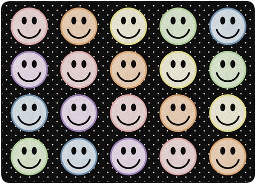 Smiley Seating Pastel on Black  Rectangle Area Rug