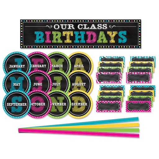 [5506 TCR] Chalkboard Brights Our Class Birthdays Bulletin Board Set