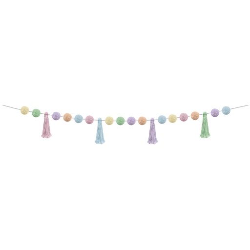 [9207 TCR] Pastel Pop Pom-Poms and Tassels Garland