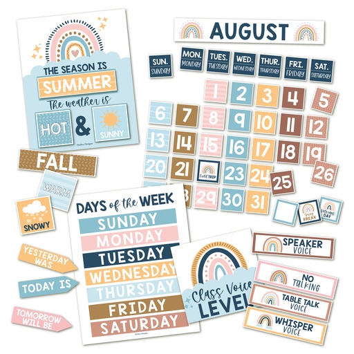 [1014 HDD] Boho Circle Time Bulletin Board Calendar for Classroom