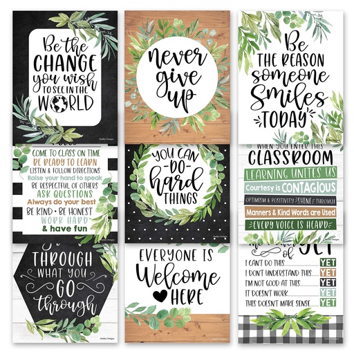 [1007 HDD] Boho Farmhouse Growth Mindset Classroom Decor Posters, Set of 9