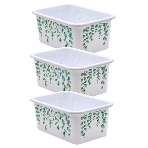 [20403-3 TCR] Eucalyptus Small Plastic Storage Bin, Pack of 3