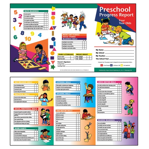 [PRC4 H] Preschool Progress Report Cards, 10 Per Pack (Ages 4)