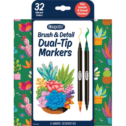 [586755 BIN] Crayola Brush & Detail Dual-Tip Markers 16ct 