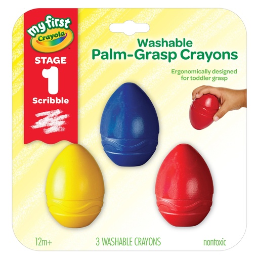 [811450 BIN] My First Crayola® Washable Palm-Grasp Crayons Pack of 3