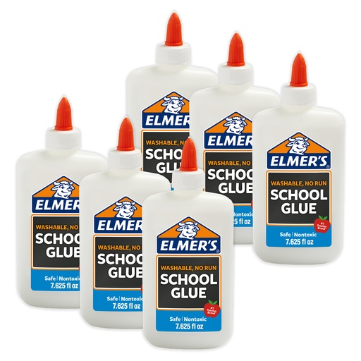 [E308-6 ELM] 8 oz. Washable School Glue Pack of 6