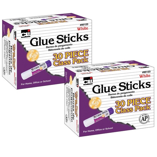 [95123-2 CLI] White .28 oz Glue Stick Classpack 60ct