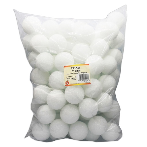 [5102 HG] White 2 Inch Craft Foam Balls Pack of 100