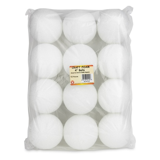 [51104 HG] White 4 Inch Craft Foam Balls Pack of 12