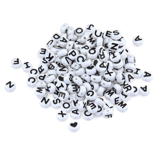 [69301 HG] Black and White ABC Beads 300 Count