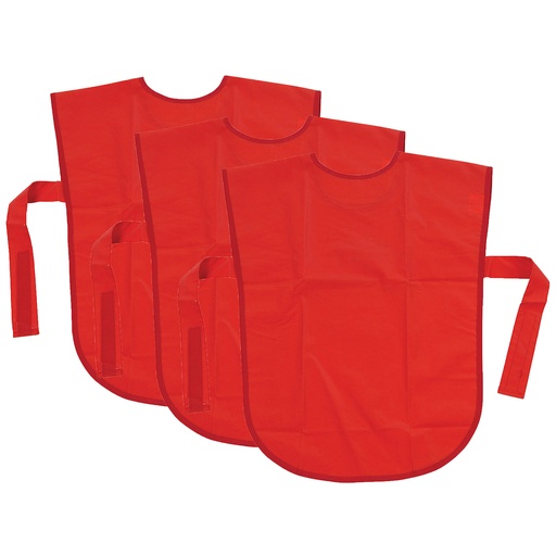 [AC5235-3 PAC] Red 22" x 16", Vinyl Primary Art Smocks Pack of 3